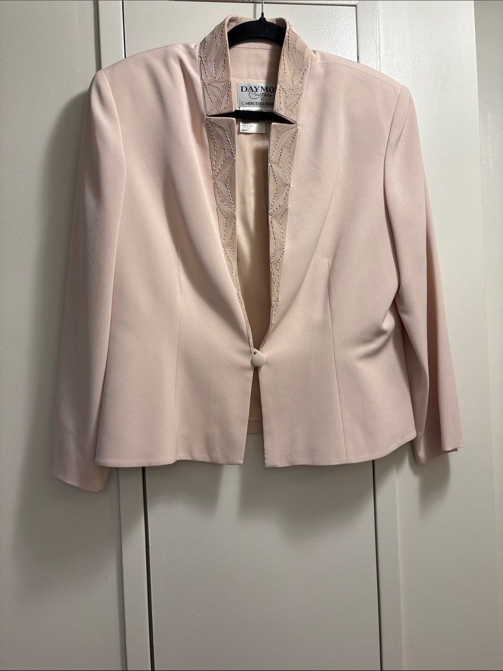 Daymor Couture Women's Blush Pink Embellished Collar Blazer